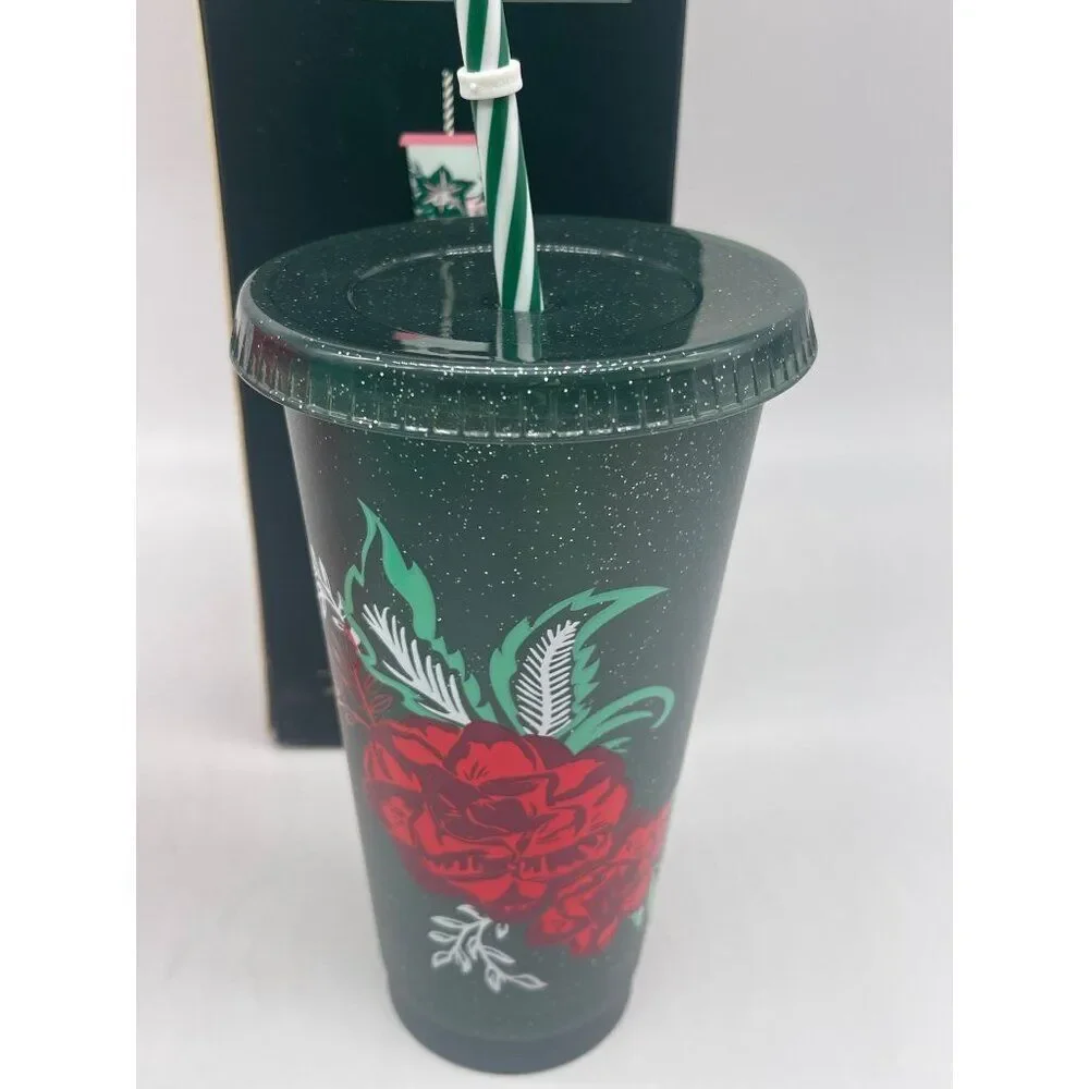 Starbuck Reusable Cold Cups With Lids And Straws Set of 4